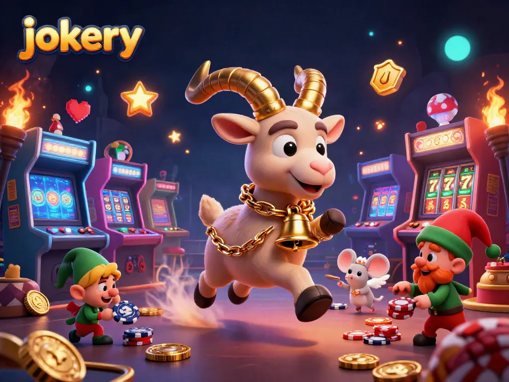 Experience jokery in this vibrant casino-themed illustration with lively characters and gaming elements.