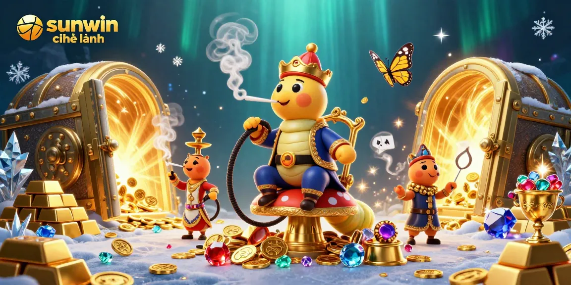 Engage in thrilling gameplay at sunwin chính hãng, surrounded by vibrant casino symbols and treasures.
